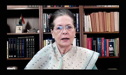 Sonia Gandhi at her Home Library