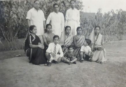 After marriage in Adra. Top from Left. Nirmal Chandra Kumar (husband), Arun Ghosh (husband of her sister Aruna and her brothers and sisters  her son and daughter.