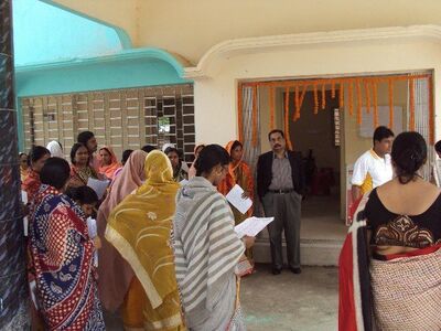 Women waiting to enter the School at Domkol