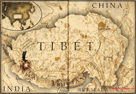 Rare aquatinted Map of Tibet